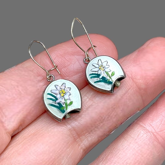 🌺Vintage Sterling & Enamel Bell Earrings - Picture 12 of 13